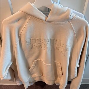 Fear of God Essentials Cream Oversized 3/4 Sleeve Hoodie